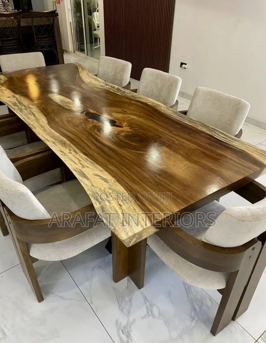 Modern Live Edge Slab Dining Set
