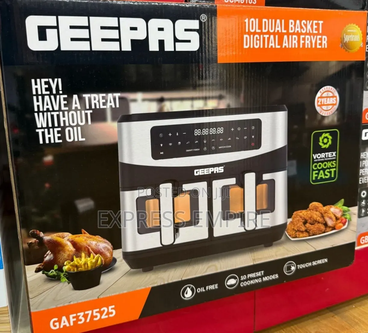 Geepas 10l Dual Basket Digital Air Fryer