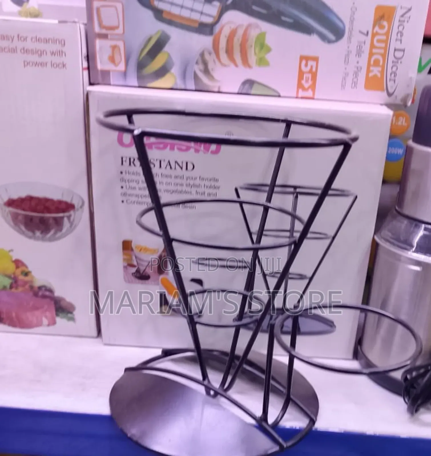 Black Metal Mind Reader Fry Stand and Dipping Sauce Holder,]