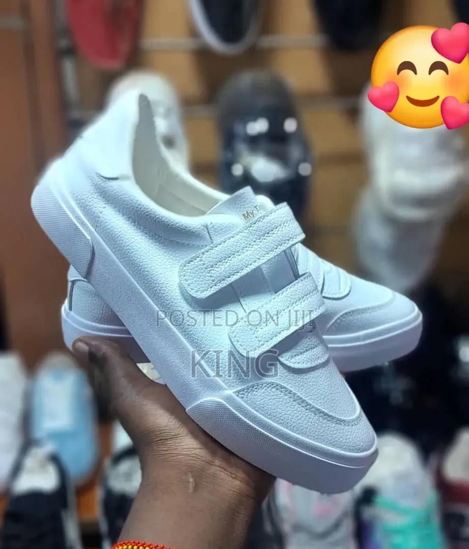 Lace Up and Velcro Strap Styles White Sneakers
