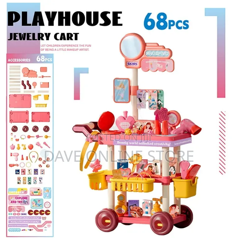 Girl Toys 3 4 5 6 Years, Toddler Girl Vanity Makeup Cart Toy 68 PCS