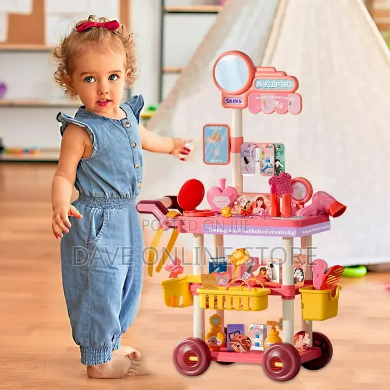 Girl Toys 3 4 5 6 Years, Toddler Girl Vanity Makeup Cart Toy 68 PCS