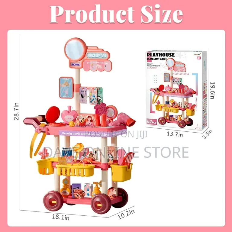 Girl Toys 3 4 5 6 Years, Toddler Girl Vanity Makeup Cart Toy 68 PCS