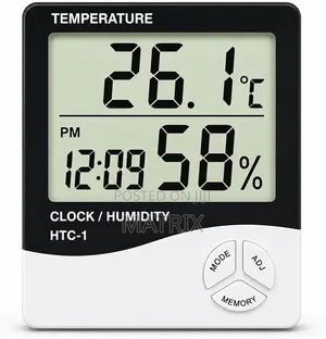 Digital Hygrometer Thermometer Humidity Meter With Clock LCD Display