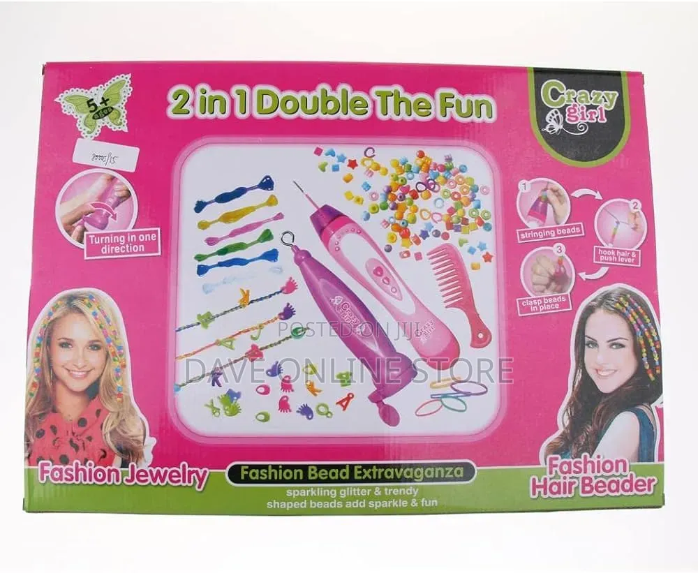 2 in 1 Beader Braider Hair Girls Set Fun Fashion Toy Size L