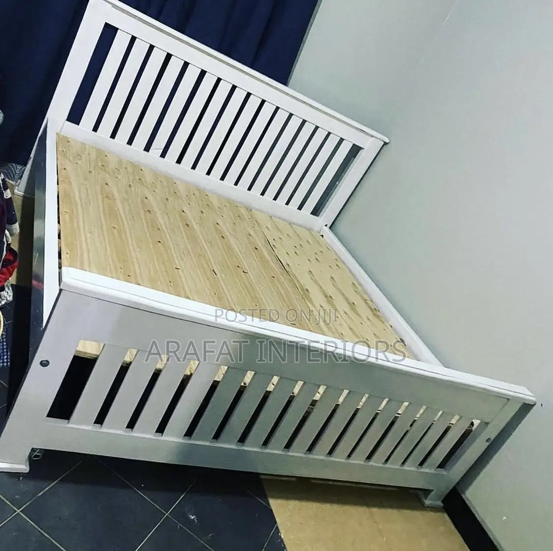 White Wooden Twin (Or Full) Platform Bed