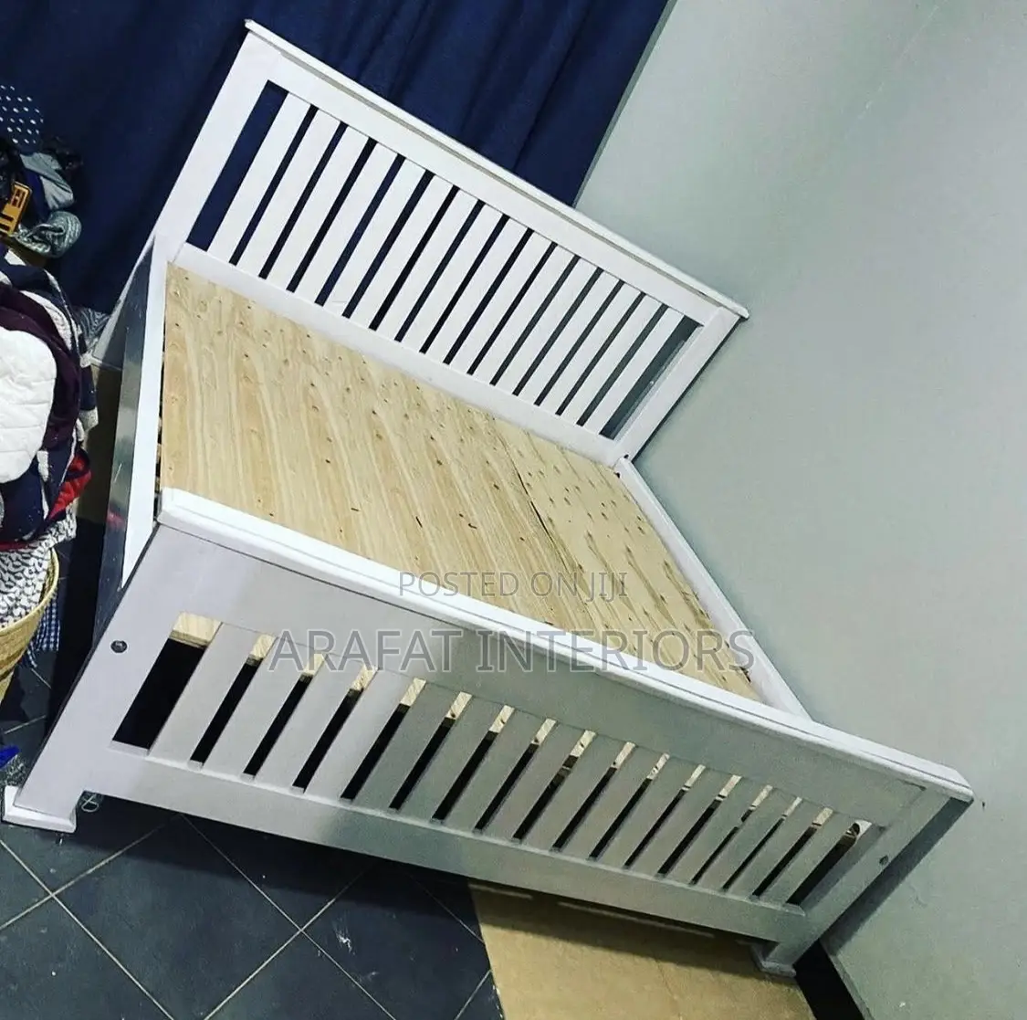 White Wooden Platform Bed Frame in Great Condition.