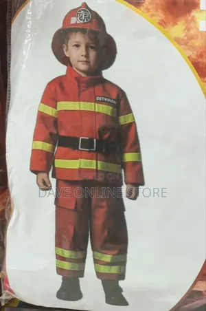 Kids Firefighter Costume Set Red Fancy Dress Outfit Role Play World