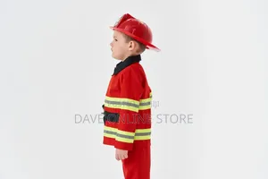 Kids Firefighter Costume Set Red Fancy Dress Outfit Role Play World