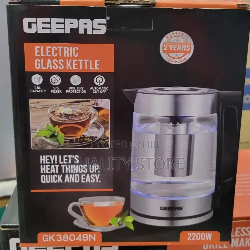Geepas Electric Kettle 2 in 1 Glass