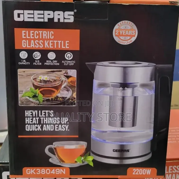 Geepas Electric Kettle 2 in 1 Glass