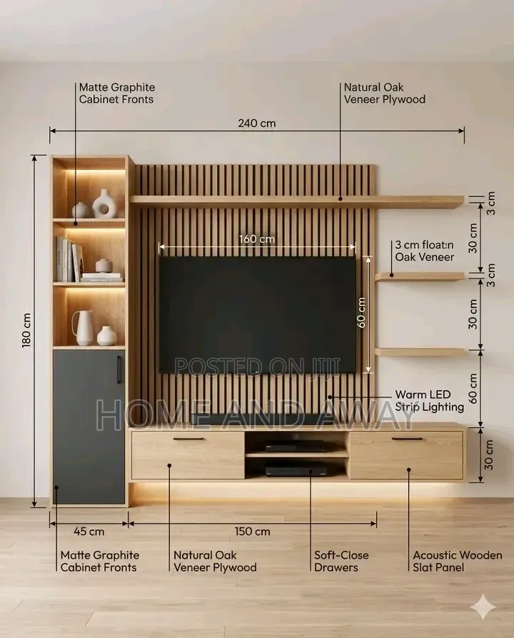 Natural Wooden Wall Unit Tv Stands From 1,700,000/- In Any Colour