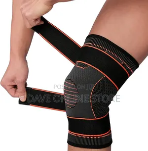 Knee Brace With 2 X Drawstrings, Black/Orange