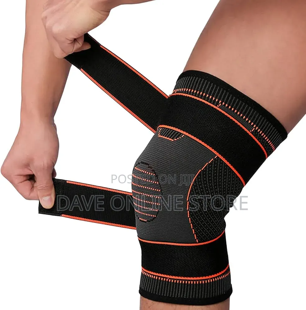 Knee Brace With 2 X Drawstrings, Black/Orange