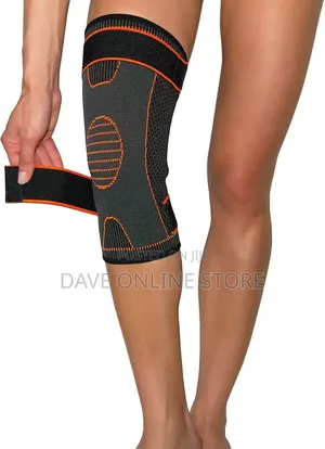 Knee Brace With 2 X Drawstrings, Black/Orange