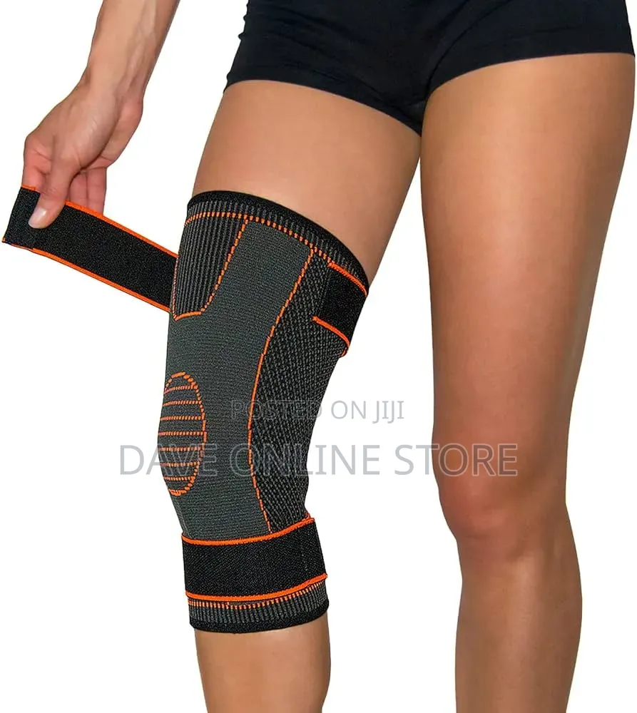 Knee Brace With 2 X Drawstrings, Black/Orange