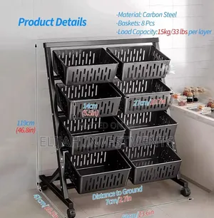 4 Layers Double Fruit Display Rack