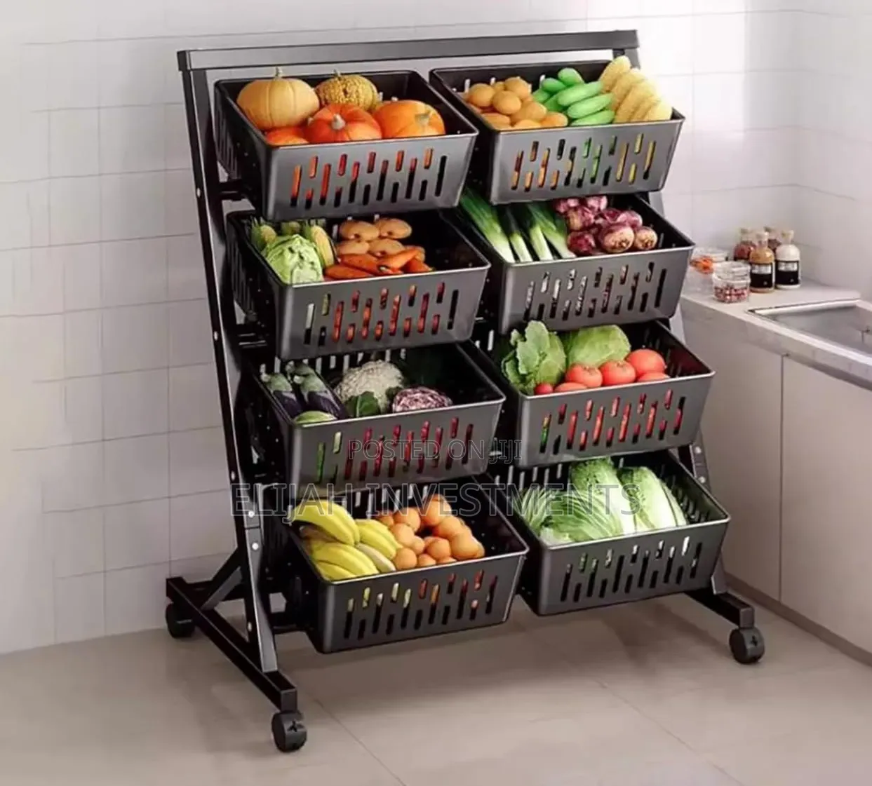 4 Layers Double Fruit Display Rack