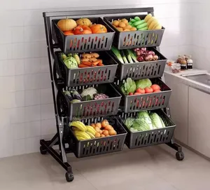 4 Layers Double Fruit Display Rack