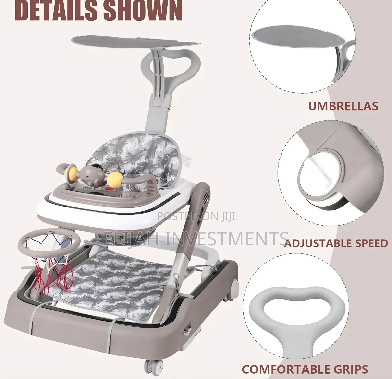 4 in 1 Baby Walker With Removable Feeding Tray