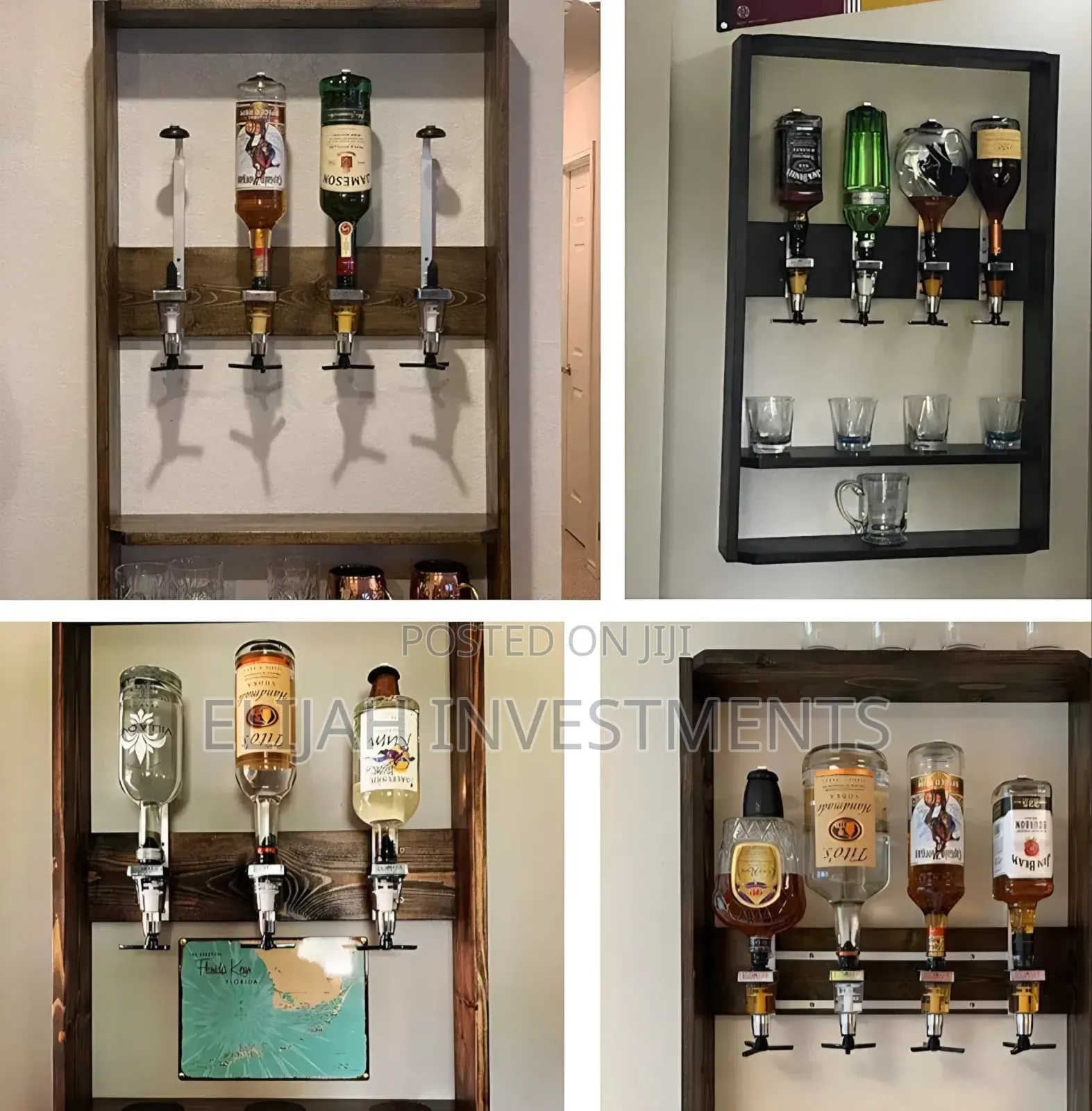 4-Bottle Wall-Mounted Liquor and Beverage Dispenser