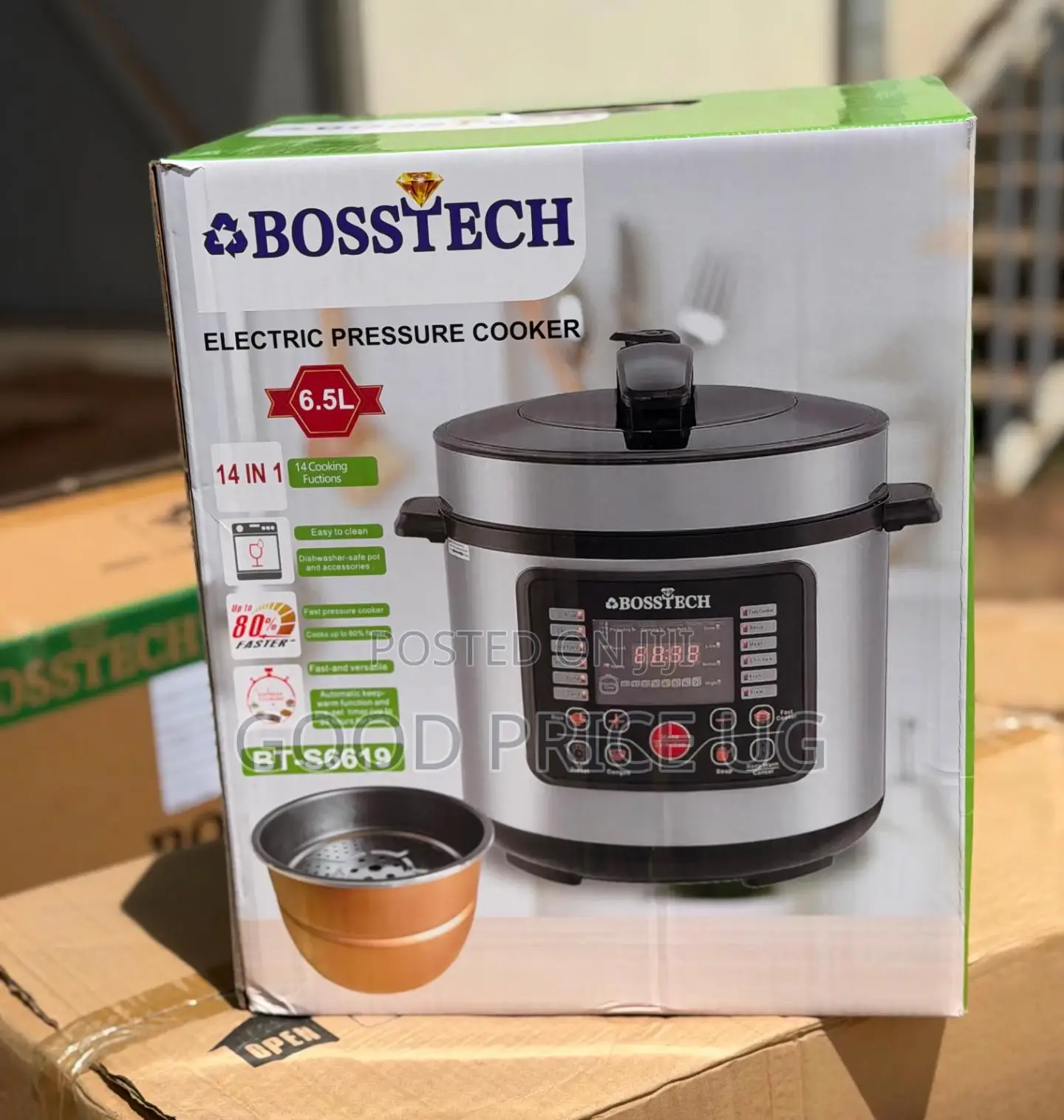 Bosstech Electric Pressure Cooker With a 6.5-Liter