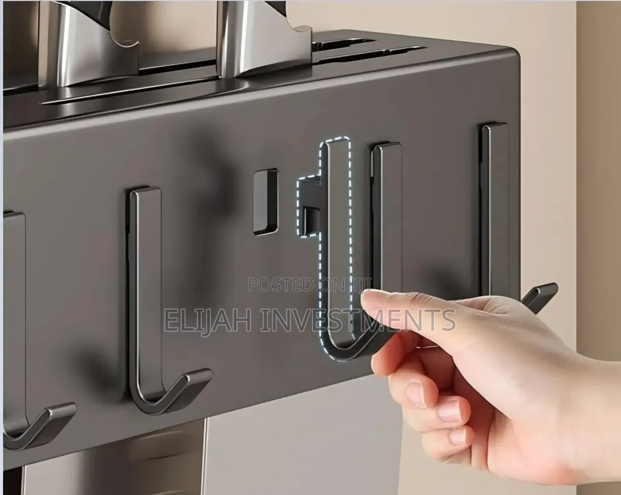 Modern Matte Black Multifunctional Kitchen Utensil Rack