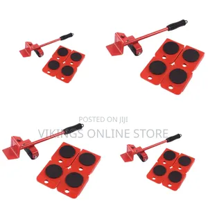 5-Piece Furniture Lifter and Mover Set -Red Metal Rollers