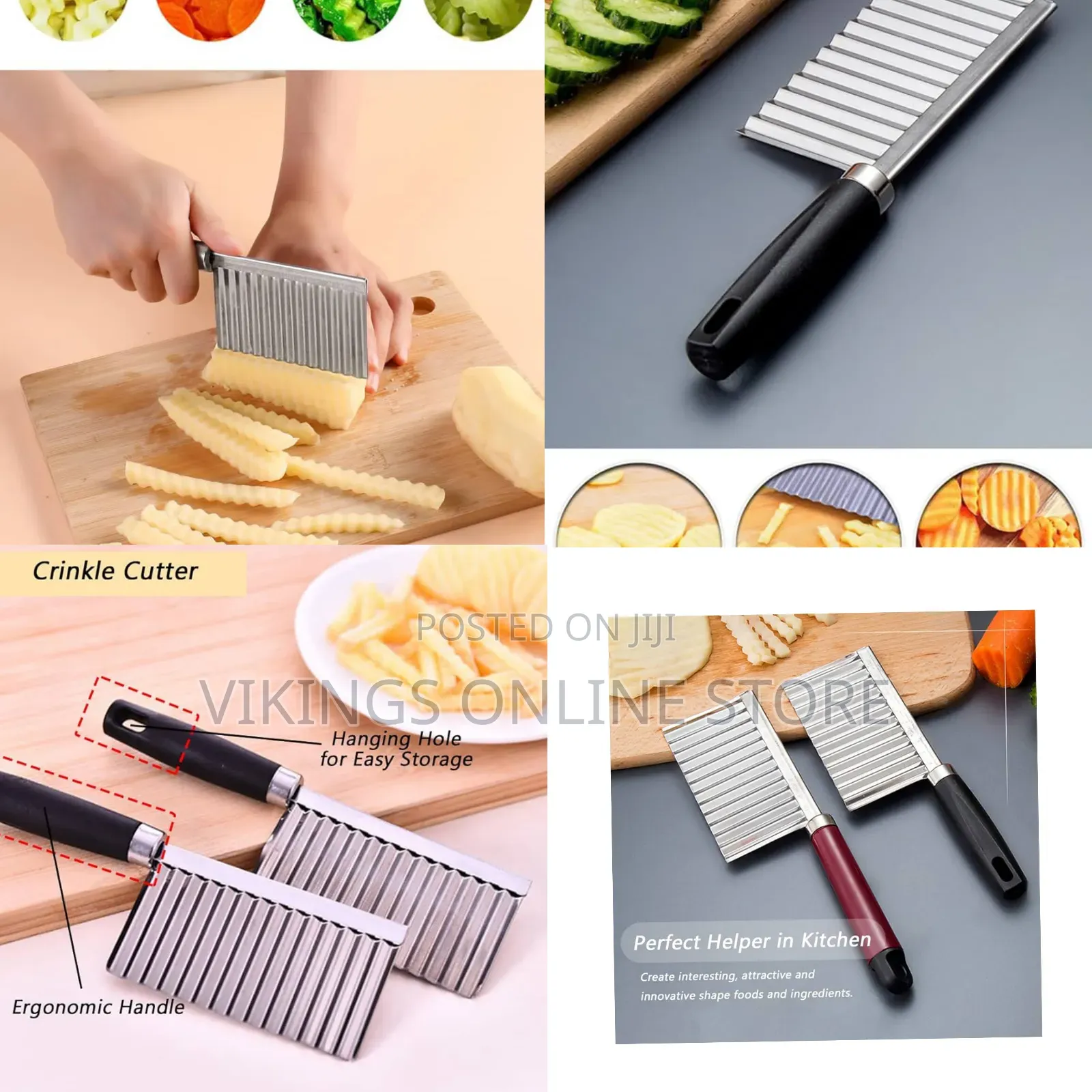 Crinkle Cutter Knife Stainless Steel Cutting Tool for Potato Carrot