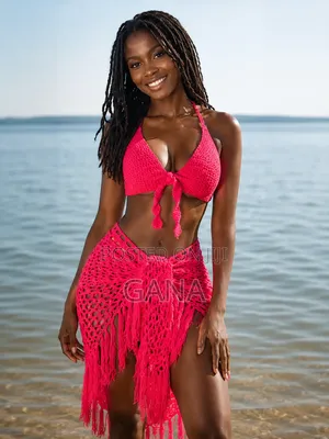 Red Crochet 3 Piece, Beach Wear