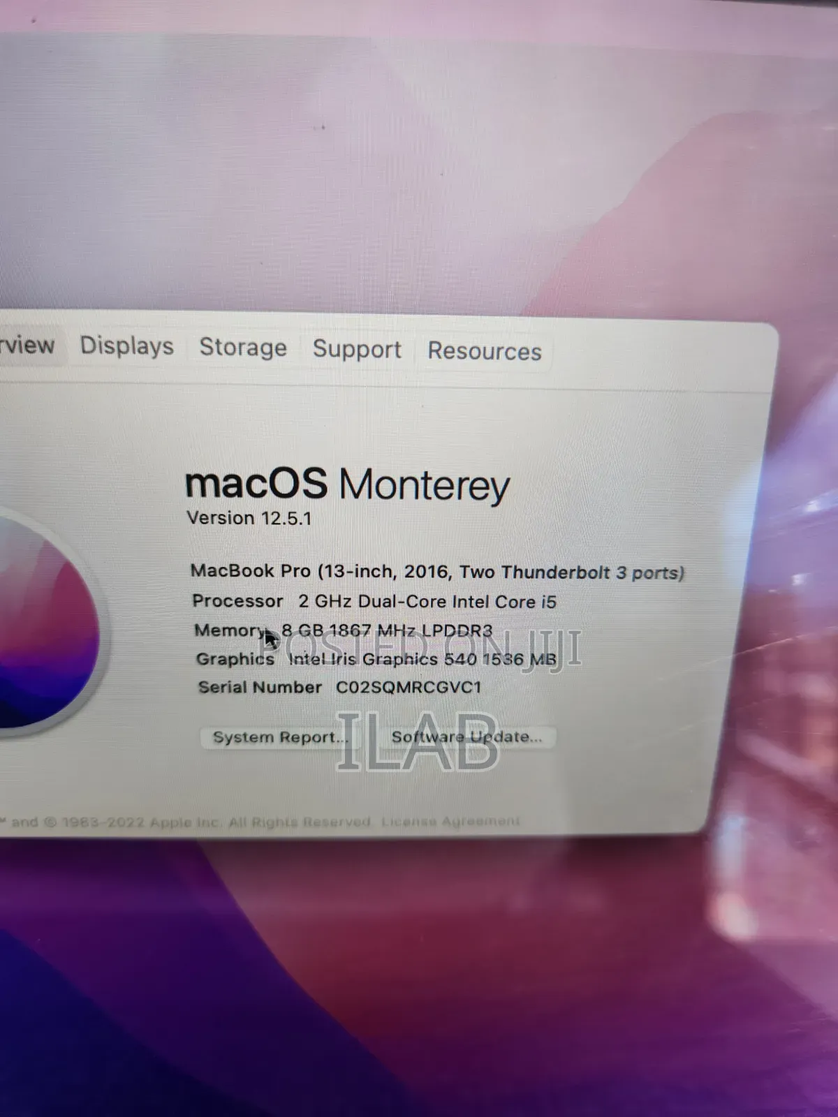 Laptop Apple MacBook Pro 2017 8GB Intel Core i5 SSD 256GB