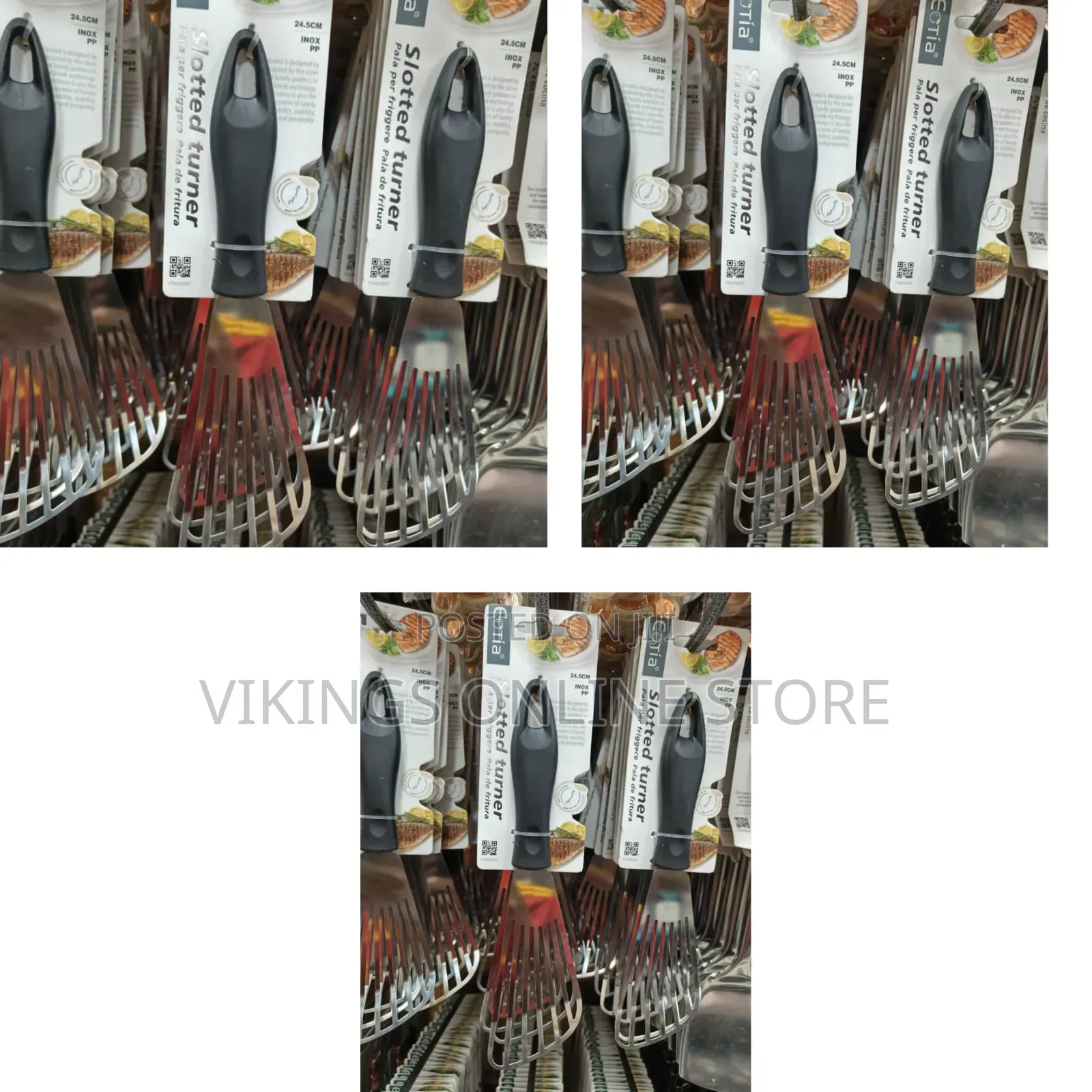 Eotia Brand Stainless Steel Slotted Turners Measuring 24.5cm in Length