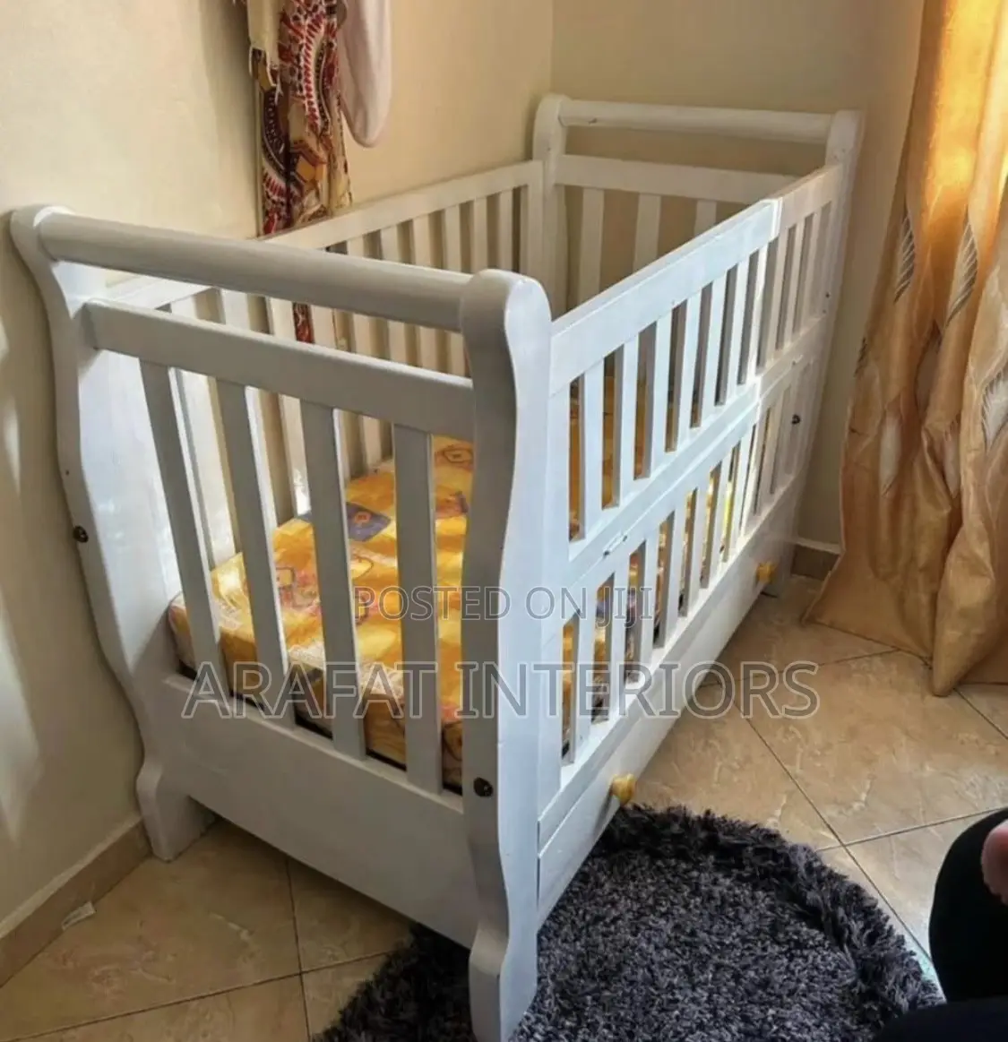 Classic White Wooden Baby Crib