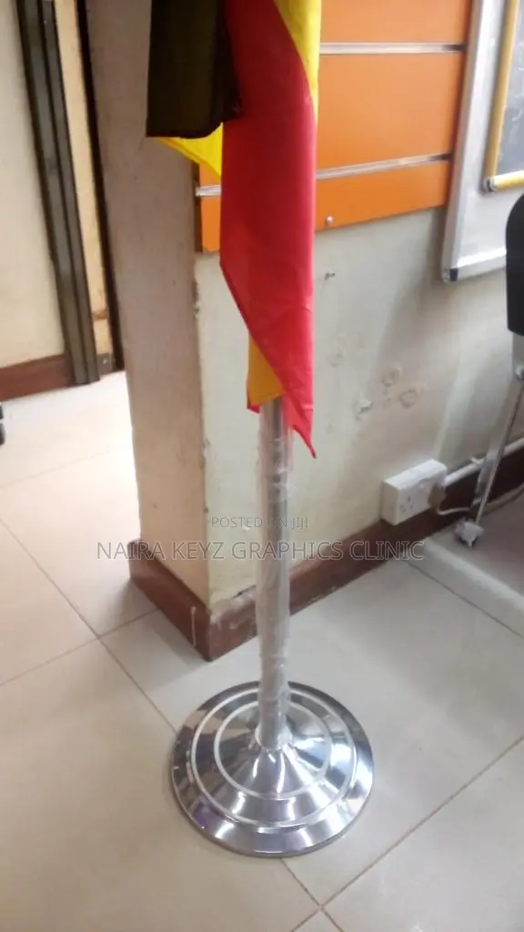 Office Flags and Stands Gold and Silver