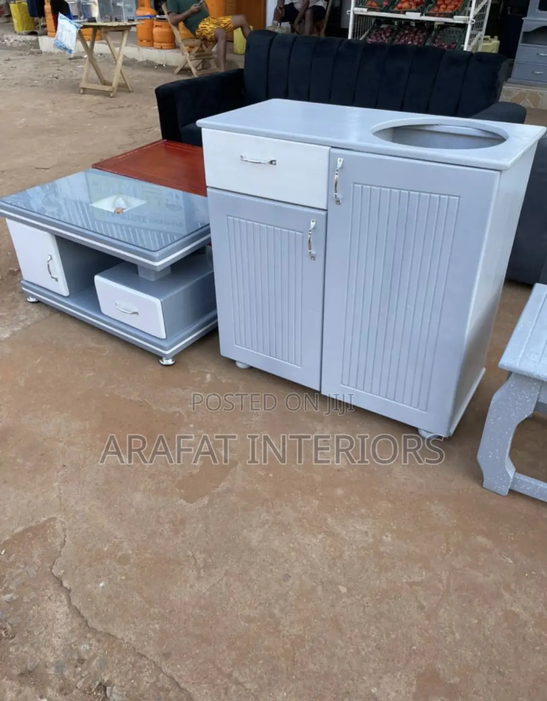 Light Gray Modern Kitchen Sink Cabinet