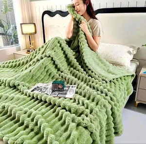 Green Striped Soft Blanket