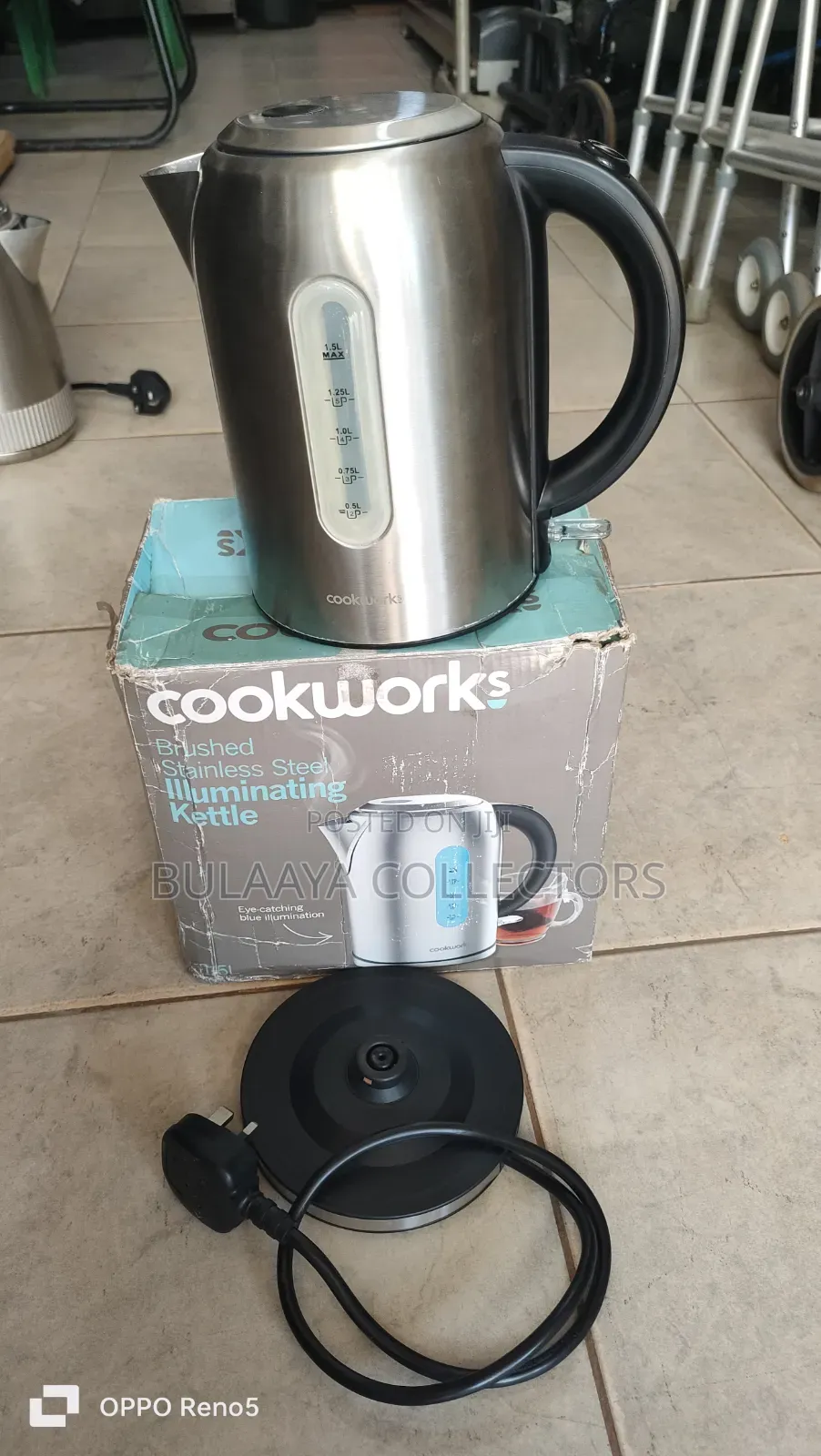 Uk Used Cookworks 1.5l Brushed Stainless Steel Illuminating Kettle.
