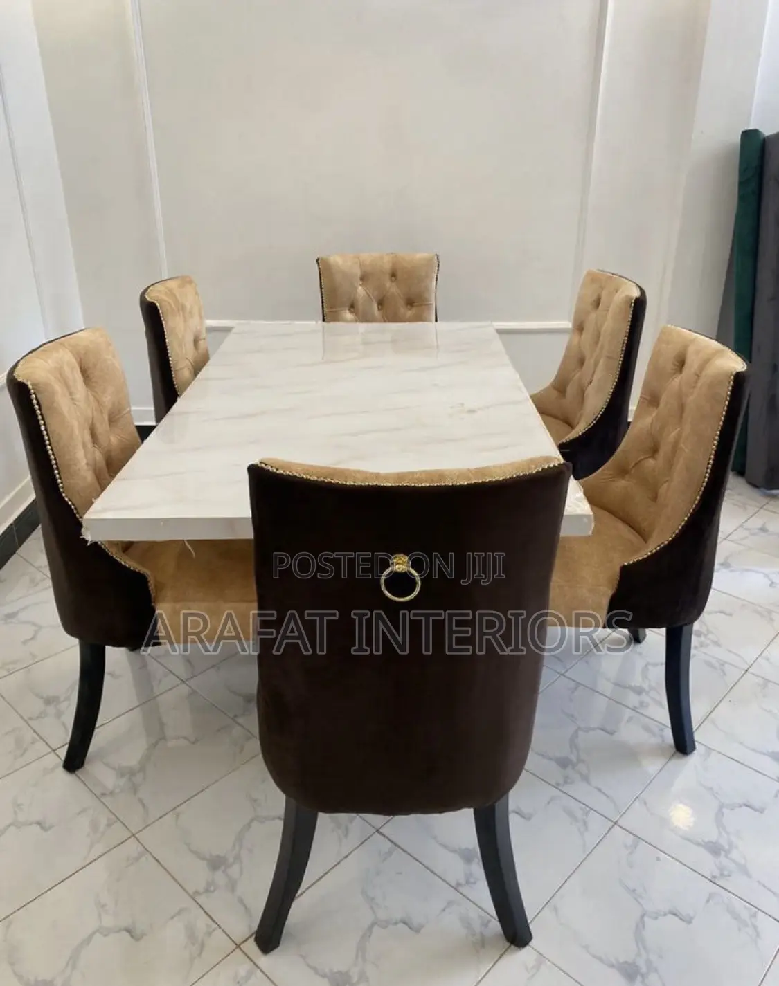 Premium 6-Seater Marble Top Dining Table