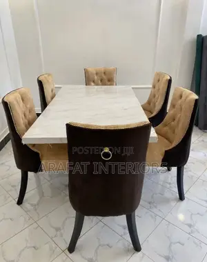Premium 6-Seater Marble Top Dining Table