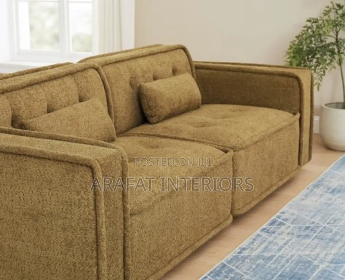 Premium Mustard Yellow Bouclé 3-Seater Sofa