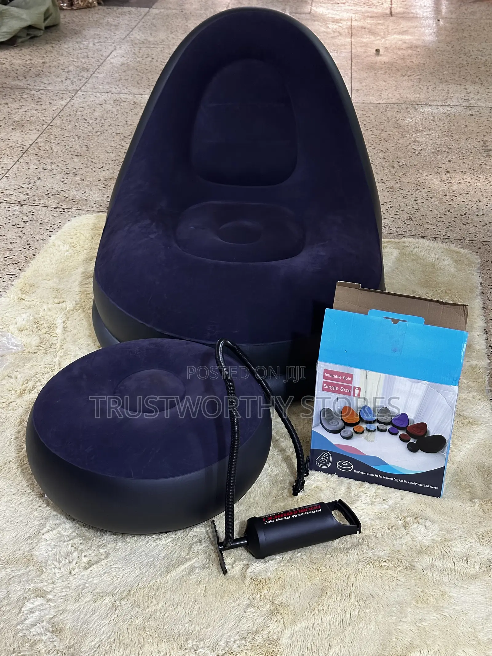 Navy Blue Inflatable Sofa With a Free Pump