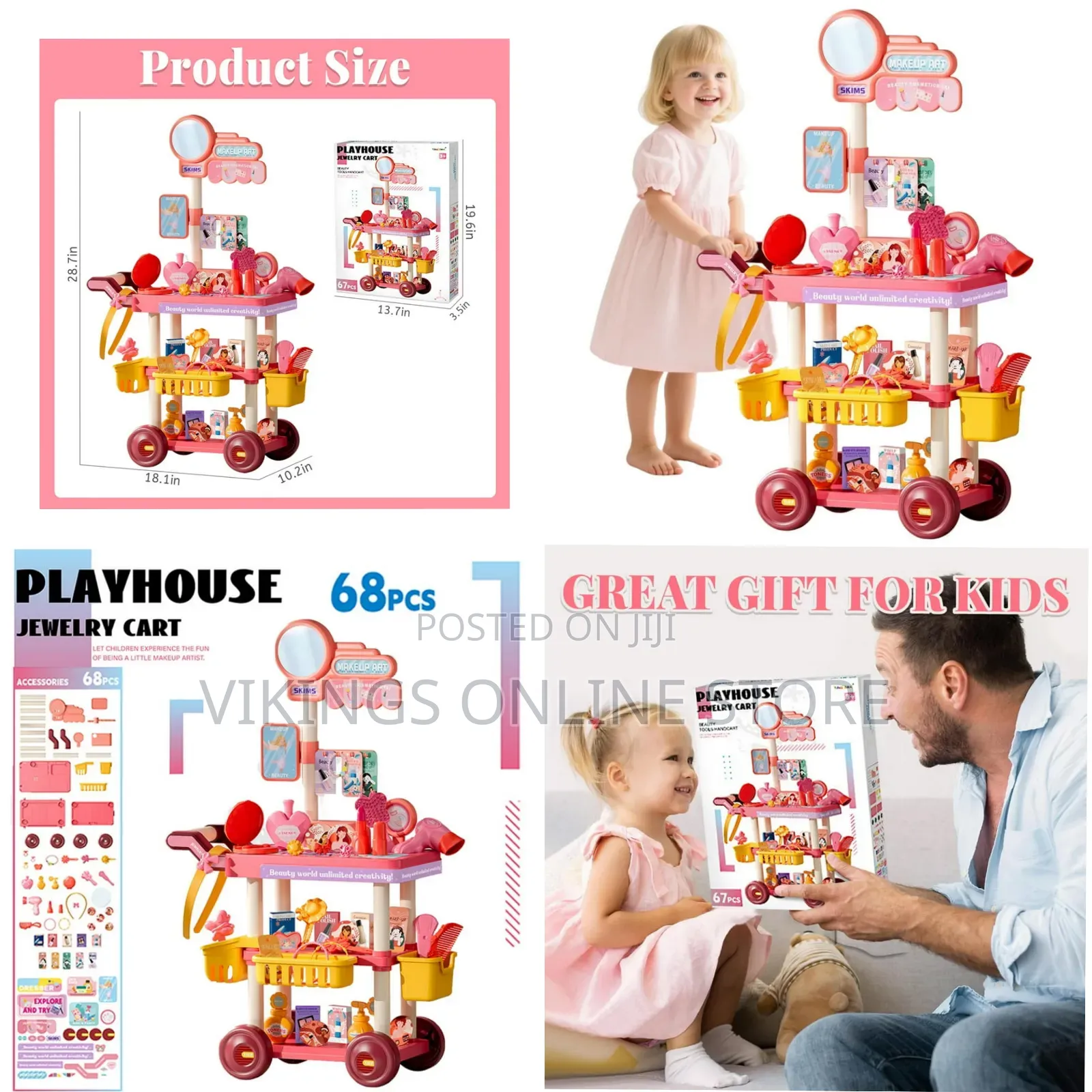 Girl Toys 3 4 5 6 Years, Toddler Girl Vanity Makeup Cart Toy