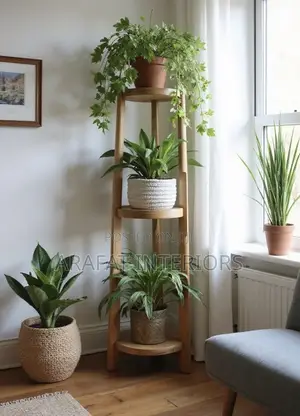 Sturdy Natural Wood Indoor Plant Stand