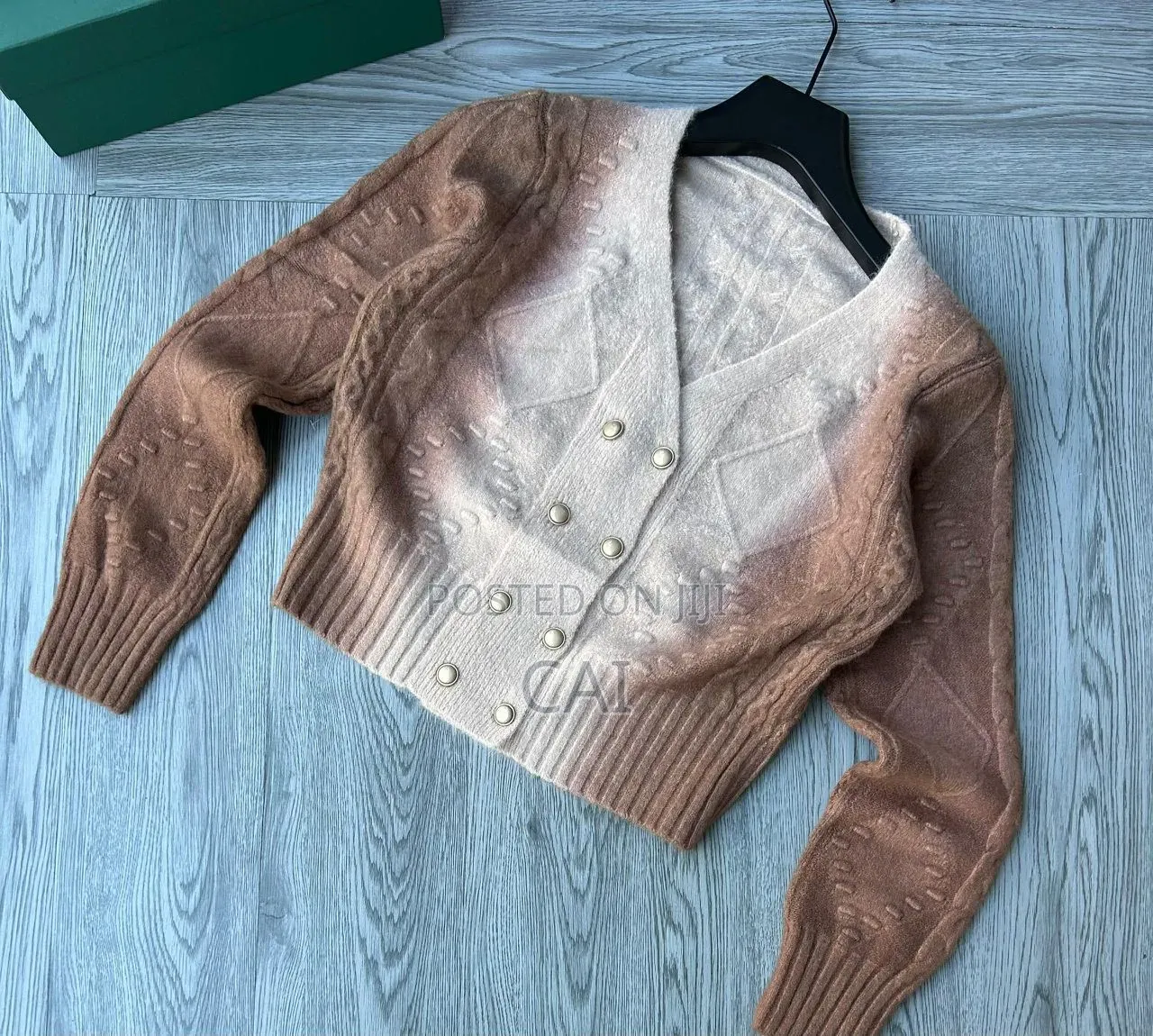 Kooples Cable Knit Cardigan. Purple Lilac, Brown