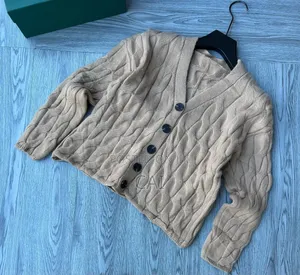 Kooples Cable Knit Cardigan. Purple Lilac, Brown