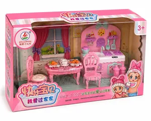 Kids Mini Doll House Kitchen Play Set With Furniture Baby Dolls