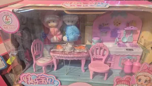 Kids Mini Doll House Kitchen Play Set With Furniture Baby Dolls