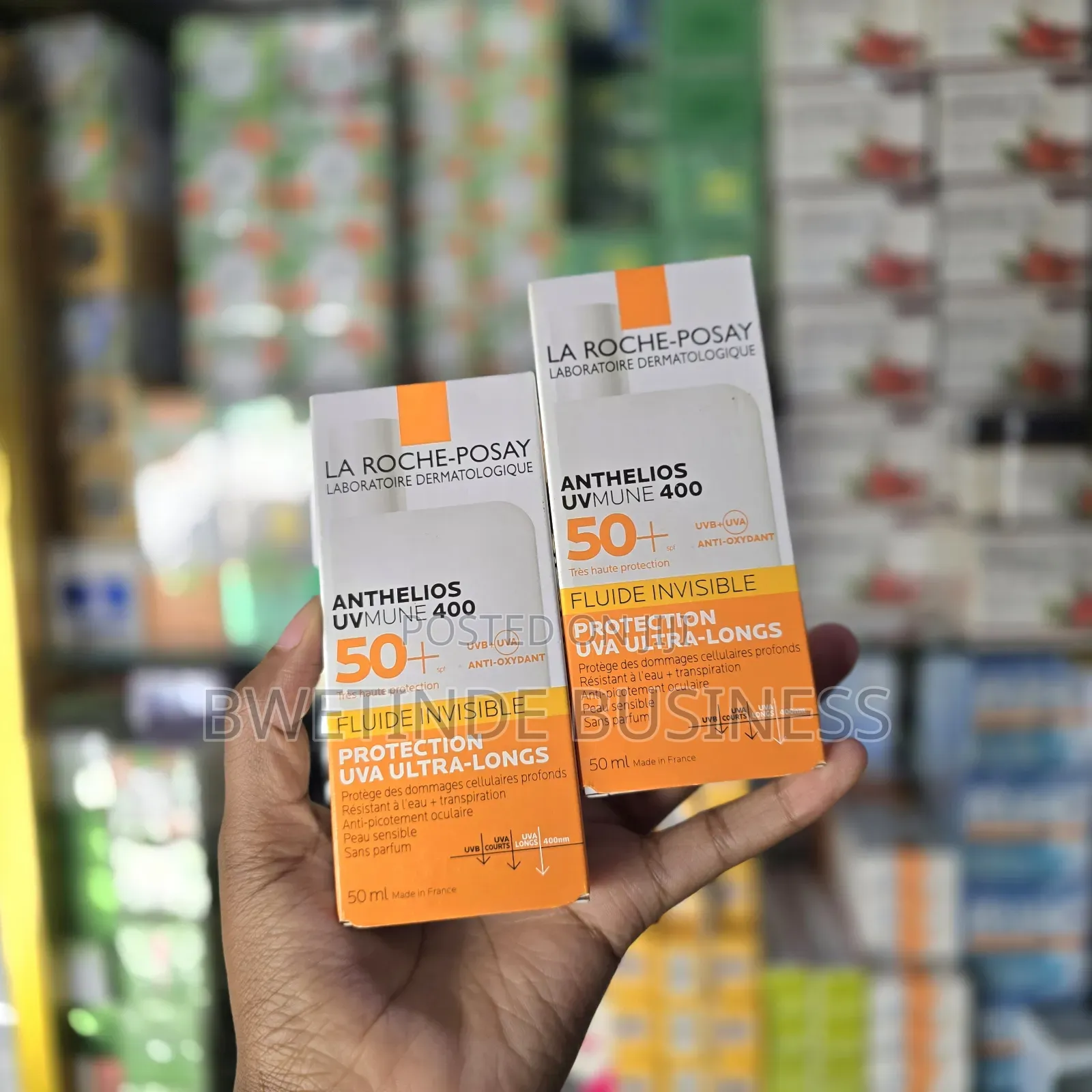 Roche-Posay Anthelios Uvmune 400 Invisible Fluid SPF 50+ Sunscreen.