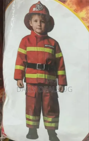 Kids Firefighter Costume Set Red Fireman Fancy Dress Outfit Role Play