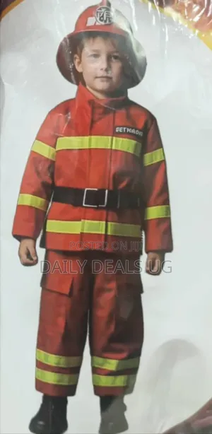 Kids Firefighter Costume Set Red Fireman Fancy Dress Outfit Role Play